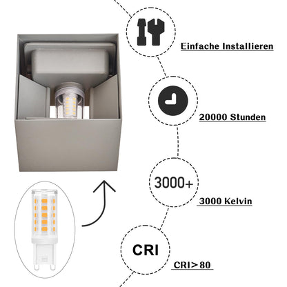 ZMH LED Wandleuchte Innen Wandlampe - 2ER Set Außenwandleuchten Grau Wandbeleuchtung Aussen Aussenlampe Außenlampe Up Down Außenleuchte IP65 Außenbeleuchtung 3000K Warmweiß für Hauswand Garten