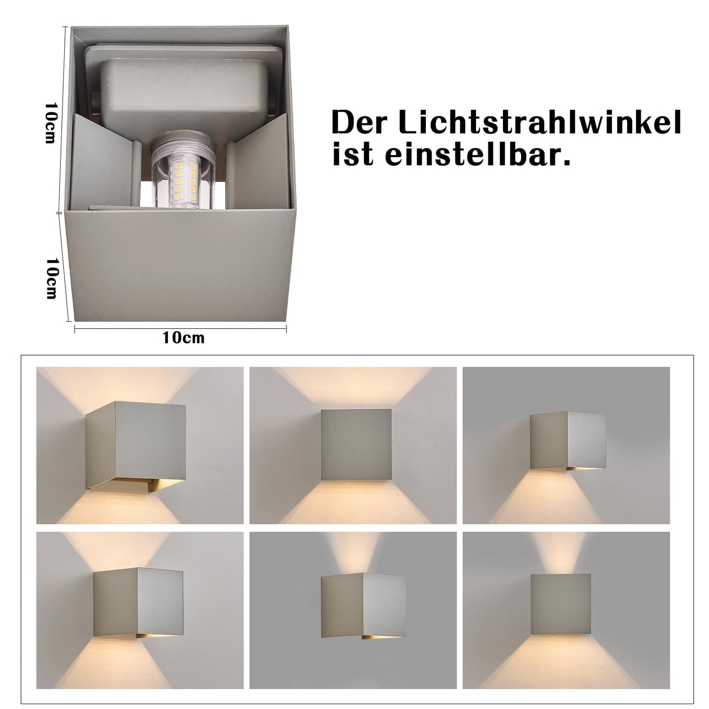 ZMH LED Wandleuchte Innen Wandlampe - 4ER Set Außenwandleuchten Grau Aussenlampe Aussen Wandbeleuchtung Außenlampe Up Down Außenleuchte IP65 Außenbeleuchtung 3000K Warmweiß für Hauswand Garten