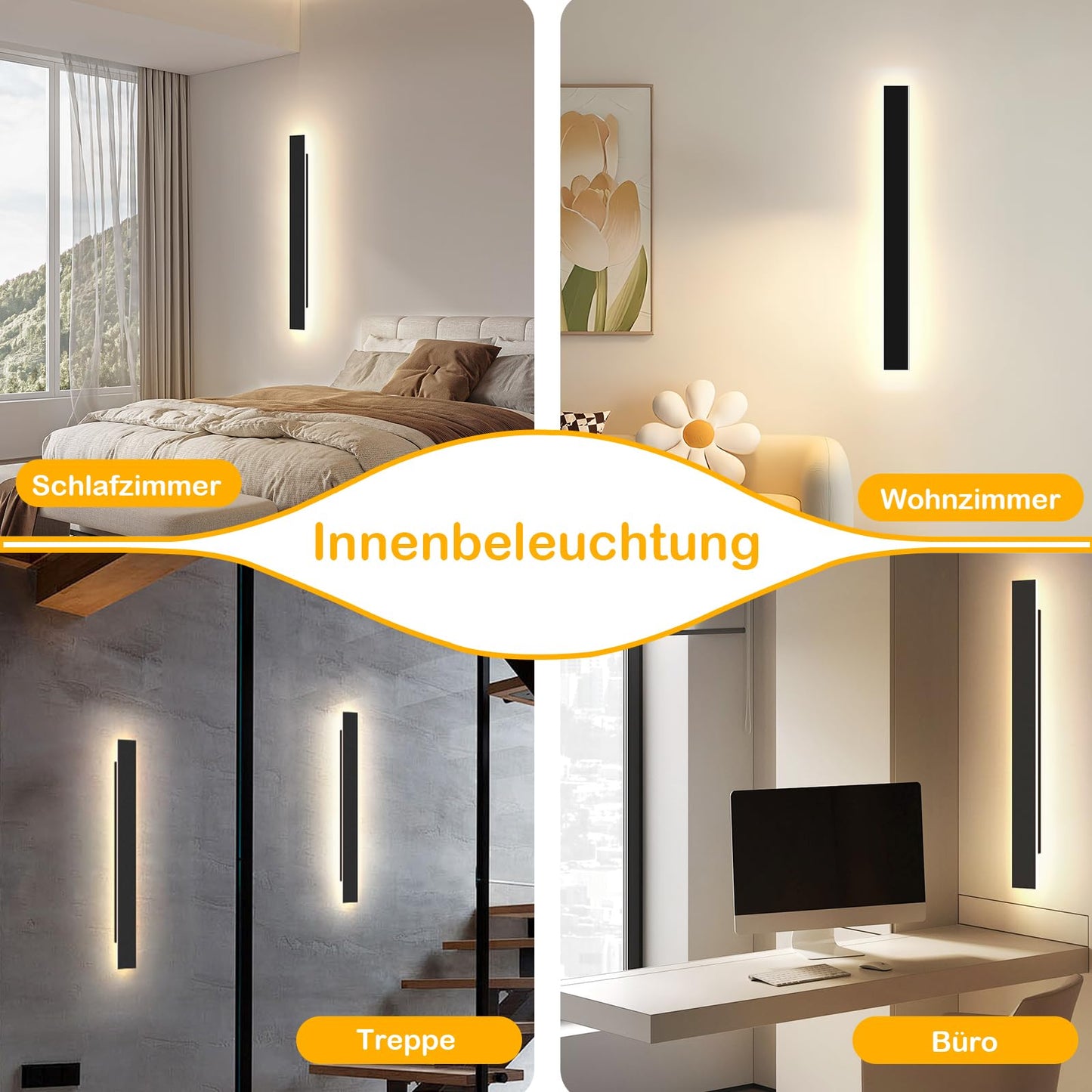 ZMH Wandlampe LED Wandleuchte Aussen: 100CM Außenlampe 26W 4000K Außenleuchte Wand Modern Schwarz Außenwandleuchte IP65 Wasserdicht Lang Flurlampe Innen für Badezimmer Flur Treppenhaus Hauswand