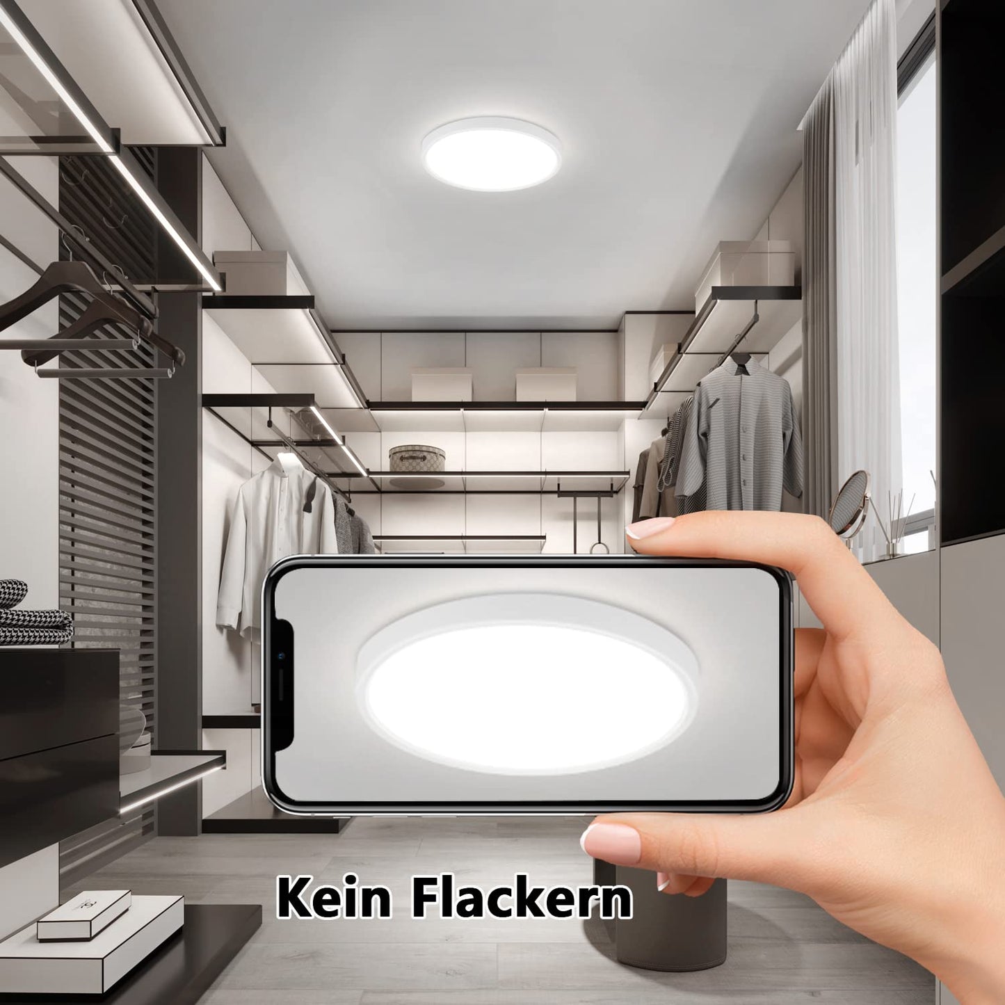 ZMH Deckenlampe LED Deckenleuchte Flach - 2ER Badezimmerlampe Ø22cm Badezimmer Deckenbeleuchtung 15W Schlafzimmerlampe IP44 Wasserdicht Badlampe Rund Küchenlampe Kaltweiß für Bad Schlafzimmer Flur