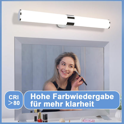 ZMH LED Spiegelleuchte Bad Spiegellampe - 15W Badleuchte Wand 60CM Chrom Wandlampe Wasserdicht IP44 Wandleuchte Neutralweiß 4000K Feuchtraumleuchte Modern für Badezimmer Keller Küche Badschrank