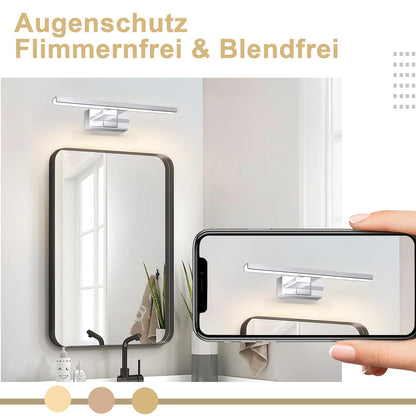 ZMH  LED Spiegelleuchte Bad Spiegellampe - 6W Badleuchte Wand 30CM Wandlampe Badezimmer Wasserdicht IP44 Wandleuchte Chrom Modern Neutralweiß 4000K Badlampe Wandmontage für Keller Küche Badschrank