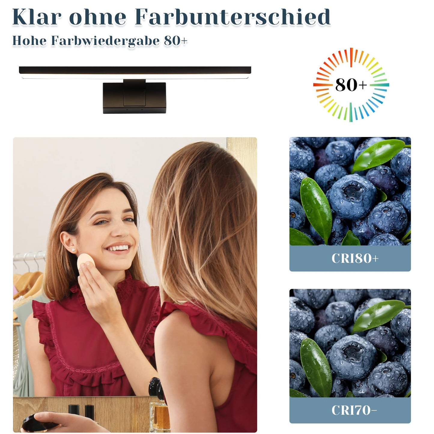 ZMH LED Spiegelleuchte Bad 30CM - 6W Spiegellampe Badezimmer Schwarz Badleuchte Wand Wasserdicht IP44 Wandlampe Modern Neutral 4000K Wandleuchte für Keller Küche Badschrank