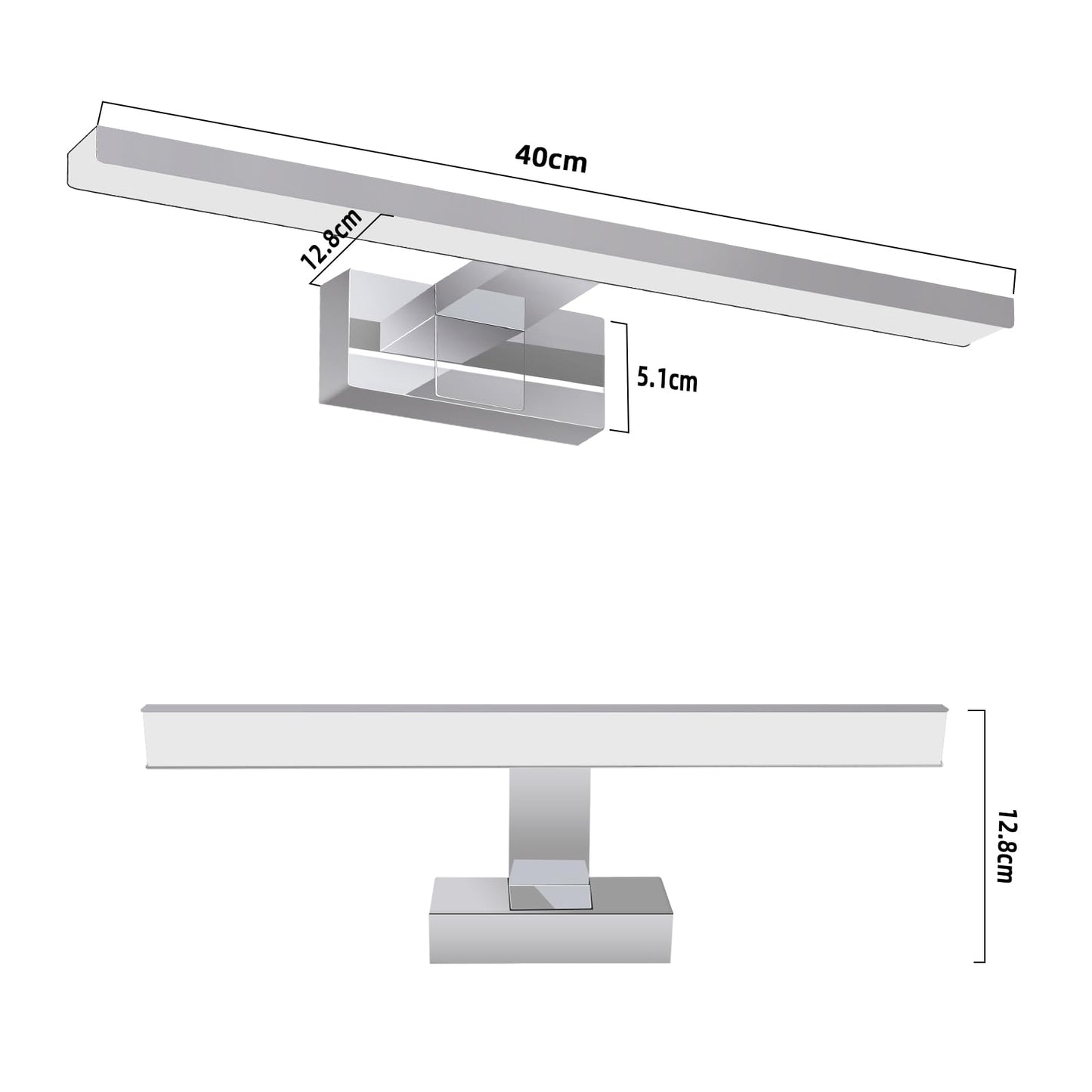 ZMH LED Spiegelleuchte Bad Spiegellampe - Badleuchte Wand 40CM Wandlampe Badezimmer 8W Wasserdicht IP44 Wandleuchte Chrom Modern Neutralweiß 4000K Badlampe Wandmontage für Keller Küche Badschrank