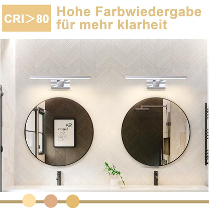 ZMH  LED Spiegelleuchte Bad Spiegellampe - 6W Badleuchte Wand 30CM Wandlampe Badezimmer Wasserdicht IP44 Wandleuchte Chrom Modern Neutralweiß 4000K Badlampe Wandmontage für Keller Küche Badschrank