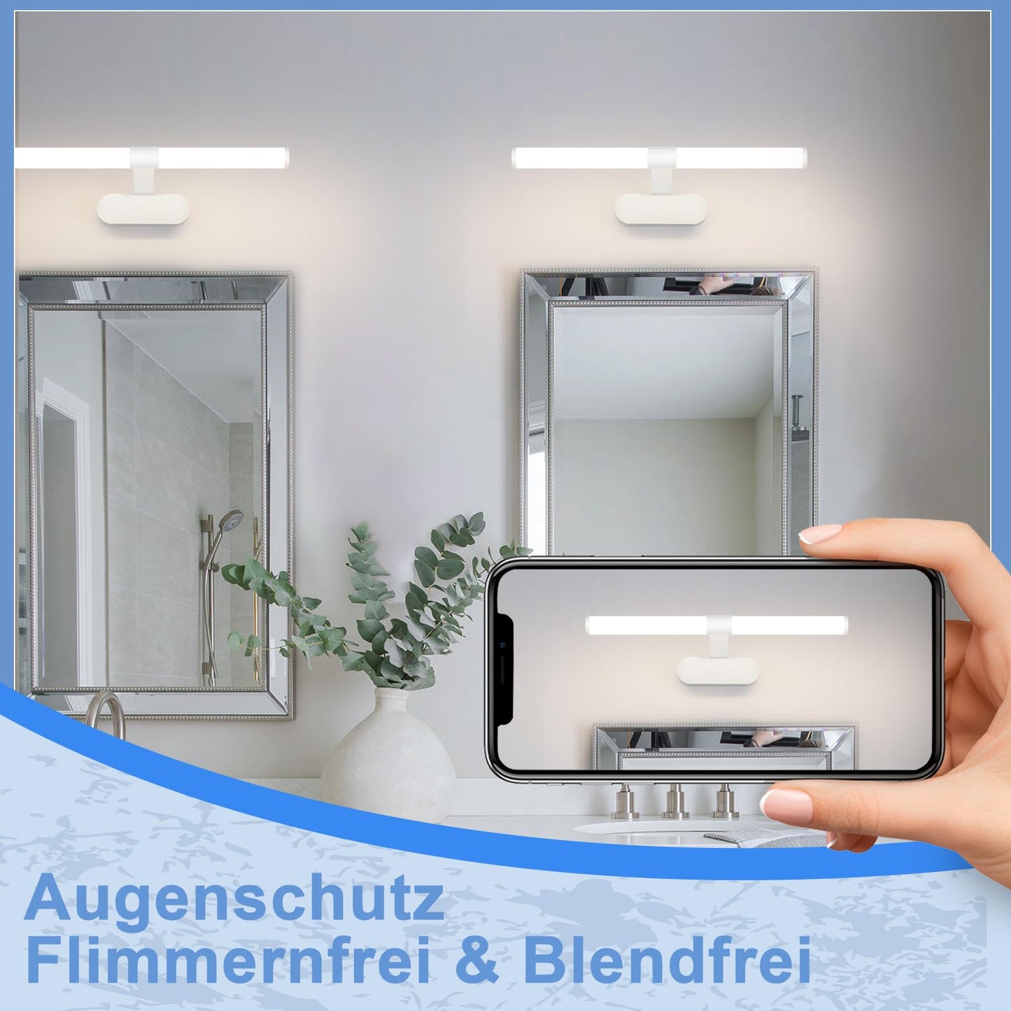 ZMH LED Spiegelleuchte Bad 40CM - Spiegellampe Badezimmer 6W Badleuchte Wand Wasserdicht IP44 Wandlampe Modern Neutralweiß 4000K Badlampe Weiß Wandleuchte für Keller Küche Badschrank