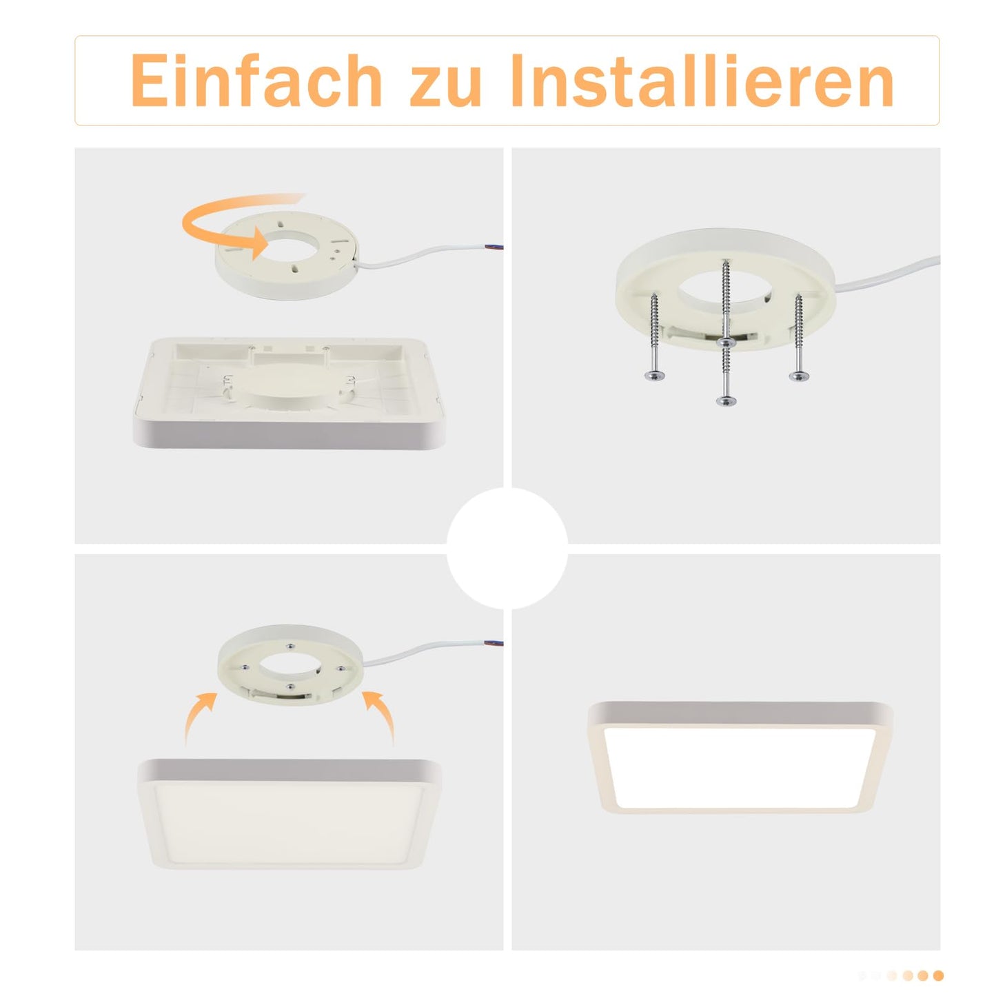 ZMH Deckenlampe LED Deckenleuchte Flach - Schlafzimmerlampe Warmweiß Küchenlampe Eckig 23cm Schlafzimmer Badezimmer Deckenbeleuchtung Badezimmerlampe IP44 Badlampe 23W Flurlampe für Küche Flur Bad