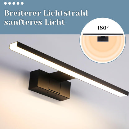 ZMH LED Spiegelleuchte Bad - 60CM Spiegellampe Schwarz Badezimmer Badlampe Wand Wasserdicht IP44 Wandlampe Modern Neutralweiß 4000K Weiß Wandleuchte für Keller Küche Badschrank