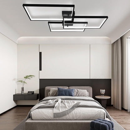 ZMH LED Deckenleuchte Wohnzimmer Deckenlampe - Schwarz 80CM 72W Modern Wohnzimmerlampe Dimmbar mit Fernbedienung Schlafzimmerlampe Rechteck Metall-Design für Schlafzimmer Kinderzimmer küchen