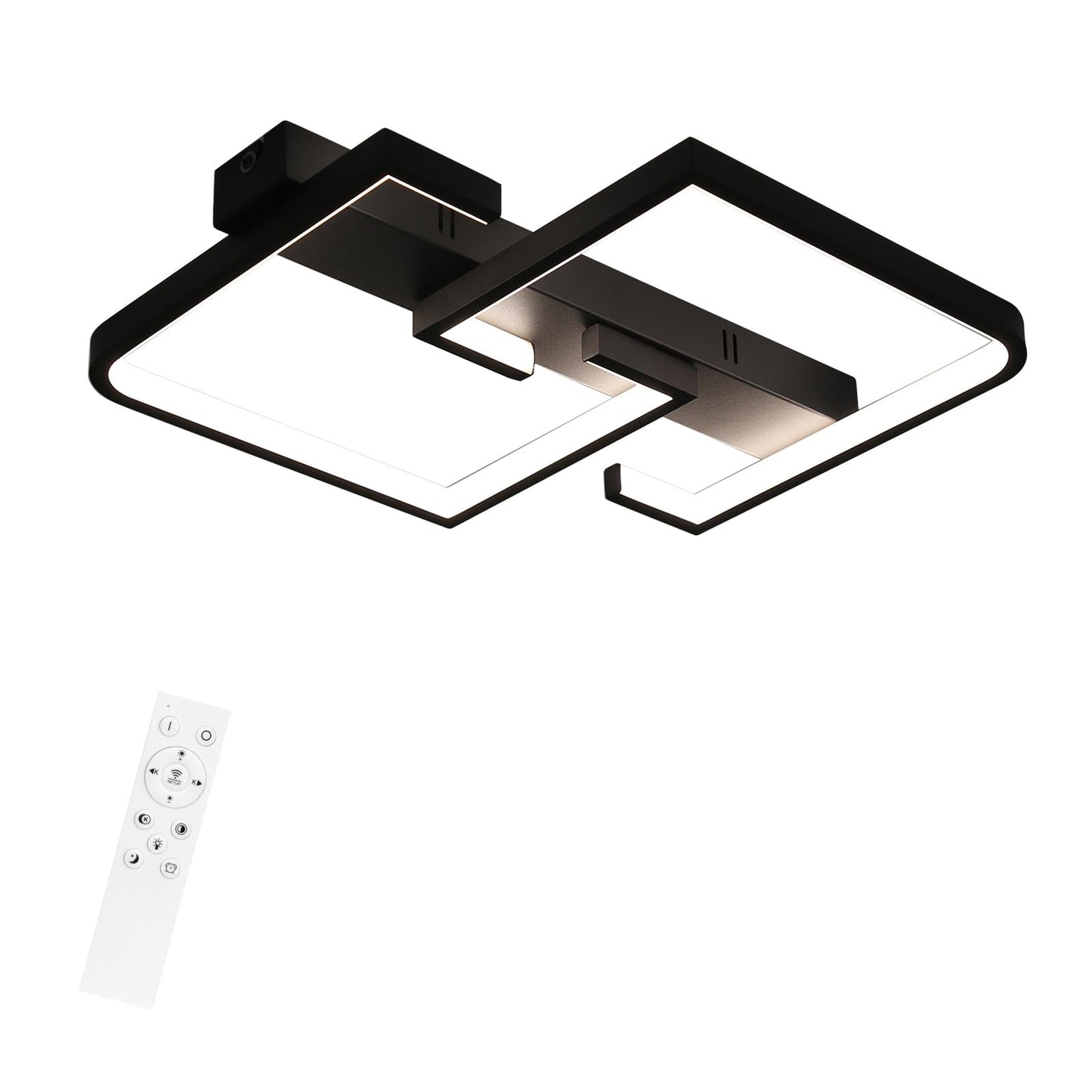 ZMH Deckenlampe LED Deckenleuchte Wohnzimmer Dimmbar mit Fernbedienung 45W 60CM Schwarz Wohnzimmerlampe aus Metall Modern Design Schlafzimmerlampe für Schlafzimmer Esszimmer Küchen Arbeitszimmer