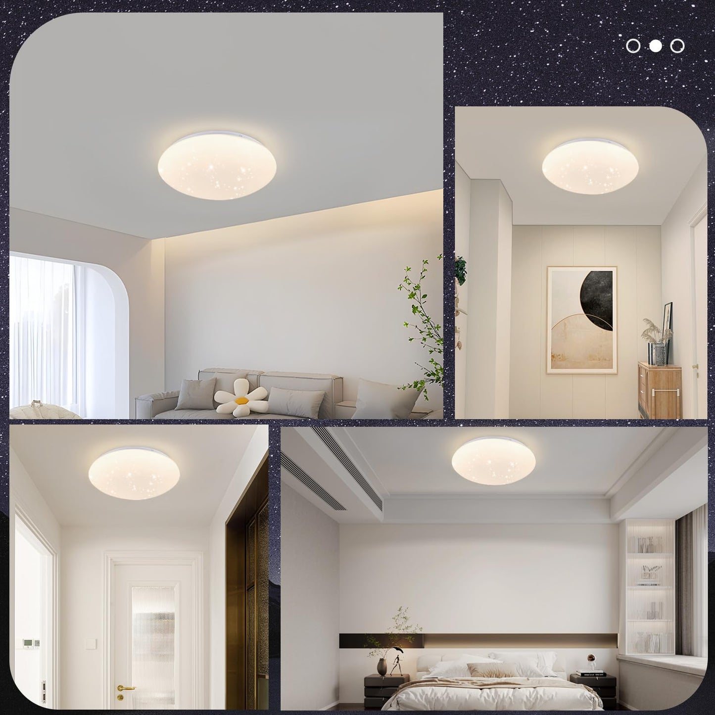 ZMH Deckenlampe LED Deckenleuchte Schlafzimmer - Ø30cm 18W Schlafzimmerlampe Badezimmer Deckenbeleuchtung Sternenhimmel Rund Badlampe 4000K IP44 Wasserdicht für Bad Küche Kinderzimmer Flur