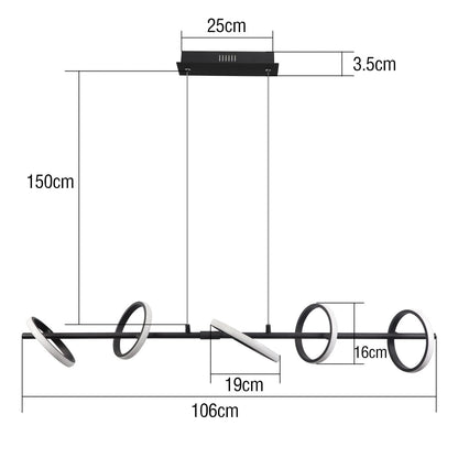 ZMH LED Pendelleuchte Esstisch Hängelampe Schwarz Esszimmerlampe Modern Dimmbar Esstischlampe mit Fernbedienung 42W Ring Hängeleuchte 150CM Höhenverstellbar Wohnzimmer Pendellampe für Esszimmer