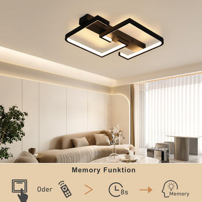 ZMH Deckenlampe LED Deckenleuchte Wohnzimmer Dimmbar mit Fernbedienung 45W 60CM Schwarz Wohnzimmerlampe aus Metall Modern Design Schlafzimmerlampe für Schlafzimmer Esszimmer Küchen Arbeitszimmer