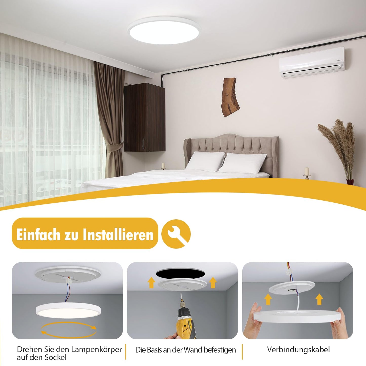 ZMH Deckenlampe LED Deckenleuchte Badezimmer - Ø30cm Badezimmerlampe Flach Schlafzimmerlampe Rund Küchenlampe 18W Schlafzimmer Deckenbeleuchtung Flurlampe Kaltweiß Badlampe IP44 für Küche Flur Bad