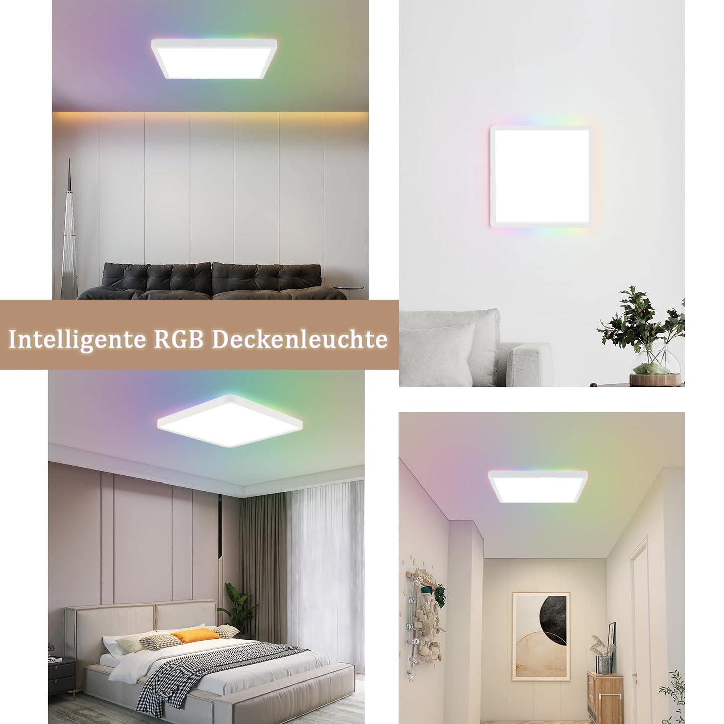 ZMH LED Deckenleuchte Flach Dimmbar Deckenlampe Wohnzimmer - RGB Farbwechsel Wohnzimmerlampe 36W Lampe Schlafzimmer Decke mit Fernbedienung Schlafzimmerlampe Küchenlampe IP44 Badezimmer Lampe