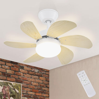 ZMH Deckenventilator Mit Beleuchtung und Fernbedienung Leise - Deckenlampe 6 Flügeln Ø75 cm Ventilator Timing Deckenleuchte Einzelleuchte Fan Sommer-/Winter Schlafzimmer Esszimmer/Holzfarbe