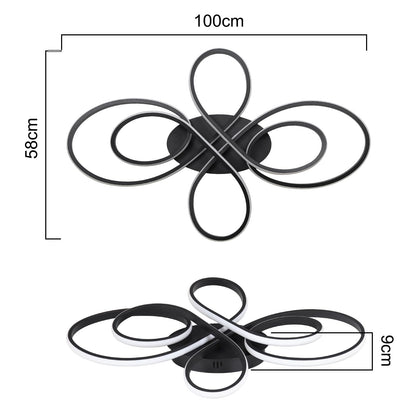 ZMH Deckenlampe LED Deckenleuchte Dimmbar - Wohnzimmerlampe Groß 100cm Wohnzimmer 90W Modern Schwarz Schlafzimmerlampe mit Fernbedienung Design Deckenbeleuchtung für Esszimmer Büro Küche