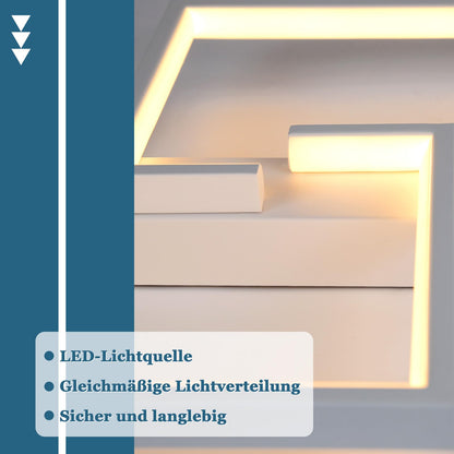 ZMH Deckenlampe LED Deckenleuchte Modern Klein Flurlampe 19W 30CM Küchenlampe Weiße Schlafzimmerlampe Warmweiß 3000K Geometrie Design für Innen Flur Schlafzimmer Küche Wohnzimmer Studio