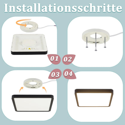 ZMH Deckenlampe LED Deckenleuchte Flach - Schlafzimmerlampe Schwarz Badezimmerlampe 23CM Deckenbeleuchtung Schlafzimmer 18W K¨¹chenlampe Eckig Badlampe Decke Flurlampe 4000K f¨¹r Bad K¨¹che Flur