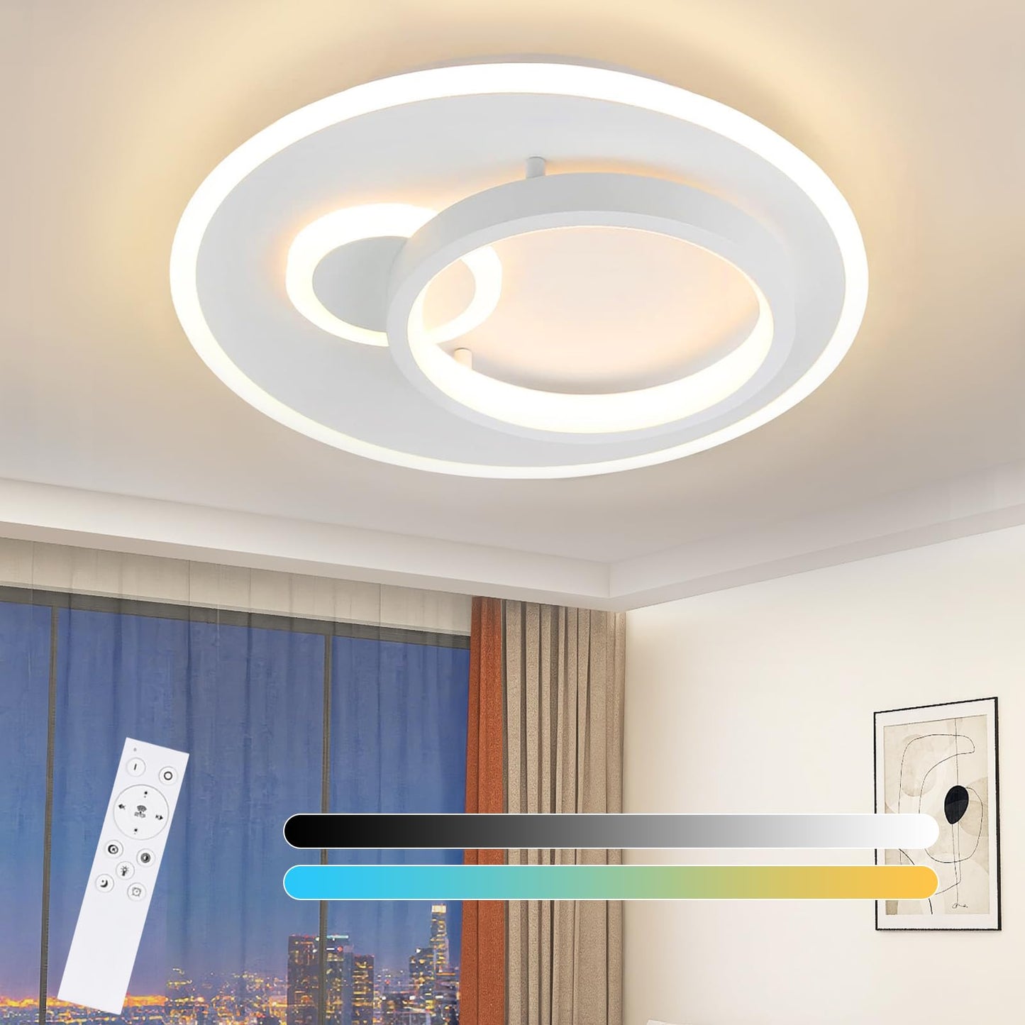 ZMH Deckenlampe Led Deckenleuchte Wohnzimmer - Dimmbar mit Fernbedienung Schlafzimmerlampe Modern Design Wohnzimmerlampe für Schlafzimmer Küche Arbeitszimmer Büro Jugendzimmer