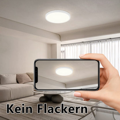 ZMH Deckenlampe LED Deckenleuchte Flach - 2ER Badezimmerlampe 15W Neutralweiß Ø22cm Badezimmer Deckenbeleuchtung Schlafzimmerlampe IP44 Wasserdicht Badlampe Rund Küchenlampe für Bad Schlafzimmer Flur