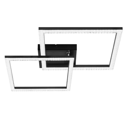 ZMH LED Deckenlampe Wohnzimmer Deckenleuchte - Schwarz 3000K Warmweiß Wohnzimmerlampe Modern Kristall Schlafzimmerlampe 24W Deckenbeleuchtung für Küche Schlafzimmer Flur