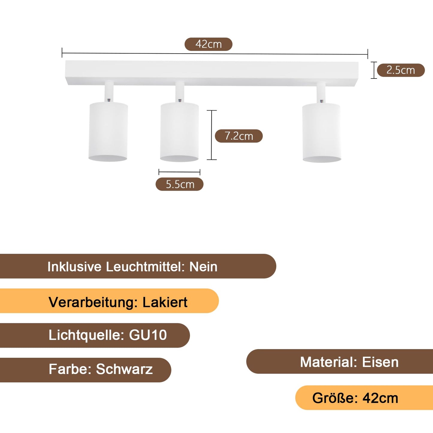 ZMH Deckenleuchte 3 Flammig Deckenlampe Weiss - Deckenstrahler GU10 Modern Deckenspot Küchelampe Schwenkbar 350° MAX.25W lampe für Wohnzimmer Schlafzimmer Küche Flur (ohne Leuchtmittel)