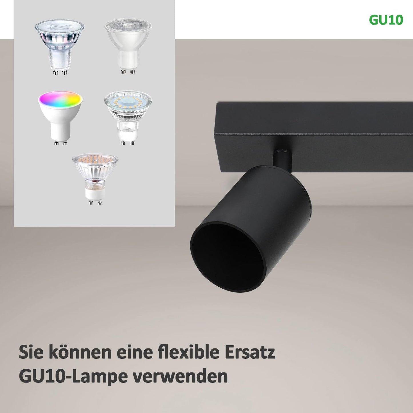 ZMH Deckenleuchte 3 Flammig Deckenlampe Schwarz - Deckenstrahler GU10 Modern Deckenspot K¨¹chelampe Schwenkbar 350¡ã MAX.25W lampe f¨¹r Wohnzimmer Schlafzimmer K¨¹che Flur (ohne Leuchtmittel)