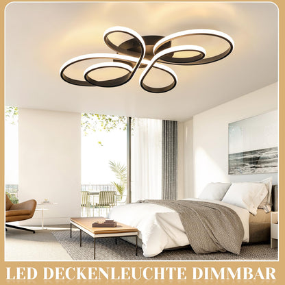 ZMH Deckenlampe LED Deckenleuchte Dimmbar - Wohnzimmerlampe Groß 100cm Wohnzimmer 90W Modern Schwarz Schlafzimmerlampe mit Fernbedienung Design Deckenbeleuchtung für Esszimmer Büro Küche