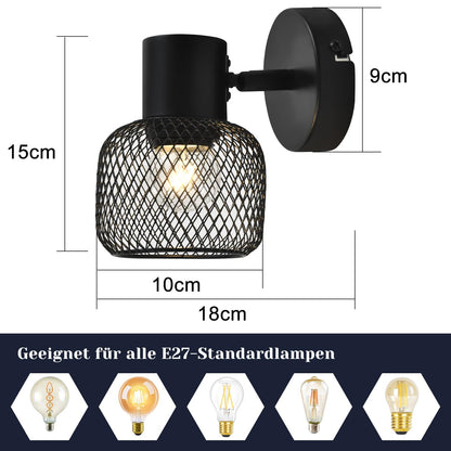 ZMH Deckenstrahler Schwarz 1 Flammig Deckenleuchte - Deckenlampe Metall Flurlampe Vintage Schwenkbar 330°Strahler E27 Innen für Küche flur Kinderzimmer Wohnzimmer Schlafzimmer Max.40W