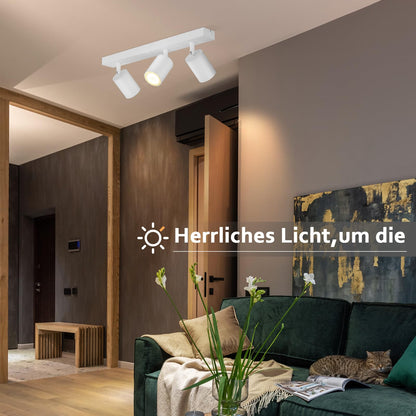 ZMH Deckenleuchte 3 Flammig Deckenlampe Weiss - Deckenstrahler GU10 Modern Deckenspot Küchelampe Schwenkbar 350° MAX.25W lampe für Wohnzimmer Schlafzimmer Küche Flur (ohne Leuchtmittel)