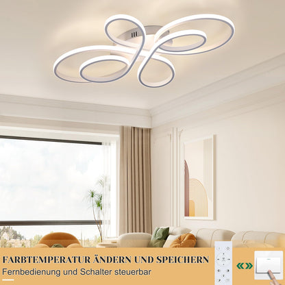 ZMH Deckenlampe LED Deckenleuchte Dimmbar - Wohnzimmerlampe Groß 100cm Wohnzimmer 90W Modern Weiß Schlafzimmerlampe Schlafzimmer mit Fernbedienung Design Deckenbeleuchtung für Esszimmer Büro Küche