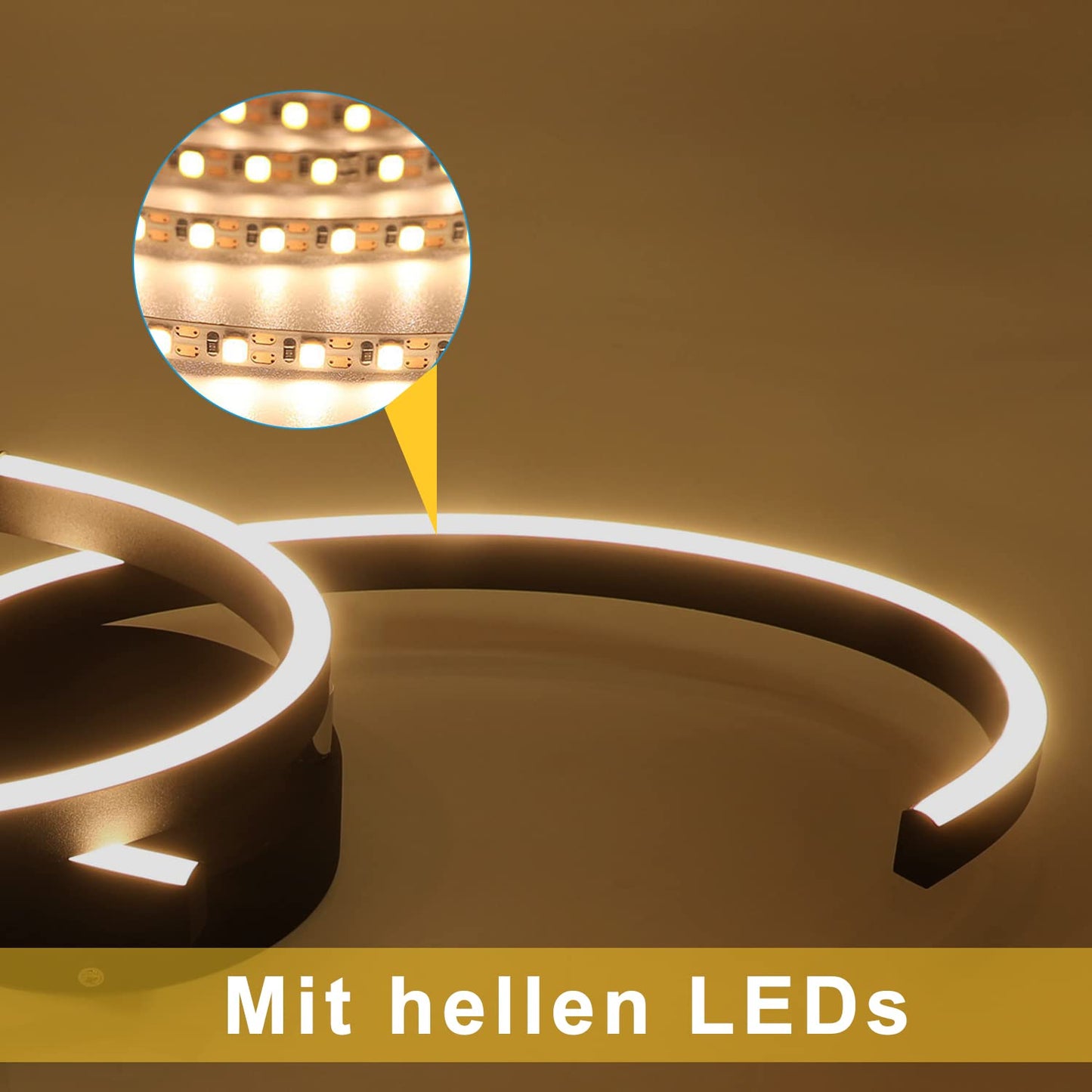 ZMH Deckenlampe LED Deckenleuchte Wohnzimmer - Wohnzimmerlampe Modern 60CM Schlafzimmerlampe Schwarz 24W Schlafzimmer Deckenbeleuchtung Flurlampe Warmweiß für Schlafzimmer Küche Flur Esszimmer