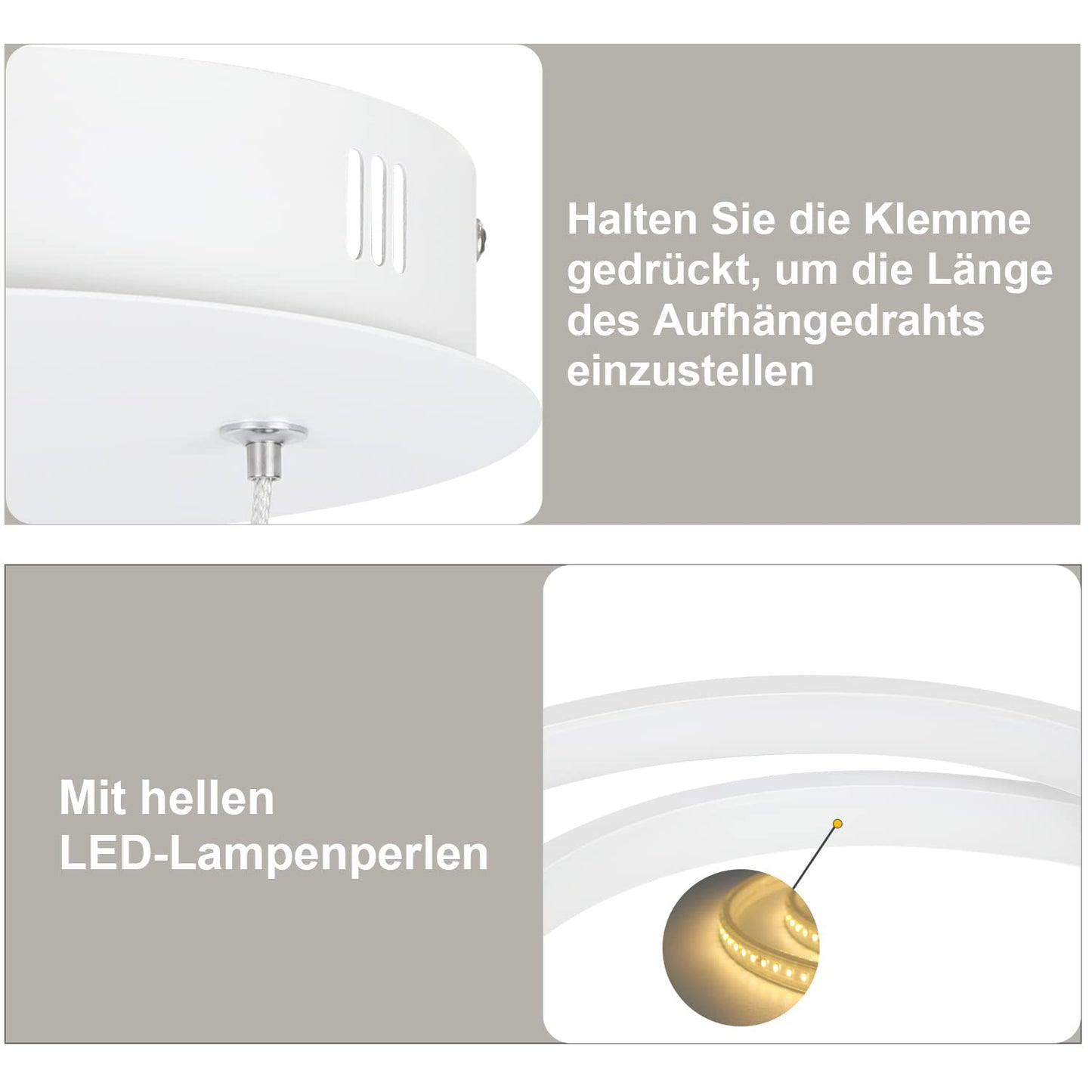 ZMH Pendelleuchte Esstisch Hängelampe LED: 40CM Weiß Hängend Lampe Dimmbar Hängeleuchte Design Esszimmerlampe Modern Esstischlampe mit Fernbedienung Pendellampe für Wohnzimmer Schlafzimmer Küche