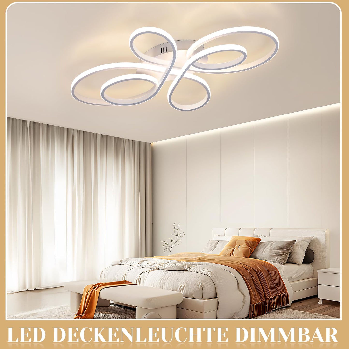 ZMH Deckenlampe LED Deckenleuchte Dimmbar - Wohnzimmerlampe Groß 100cm Wohnzimmer 90W Modern Weiß Schlafzimmerlampe Schlafzimmer mit Fernbedienung Design Deckenbeleuchtung für Esszimmer Büro Küche