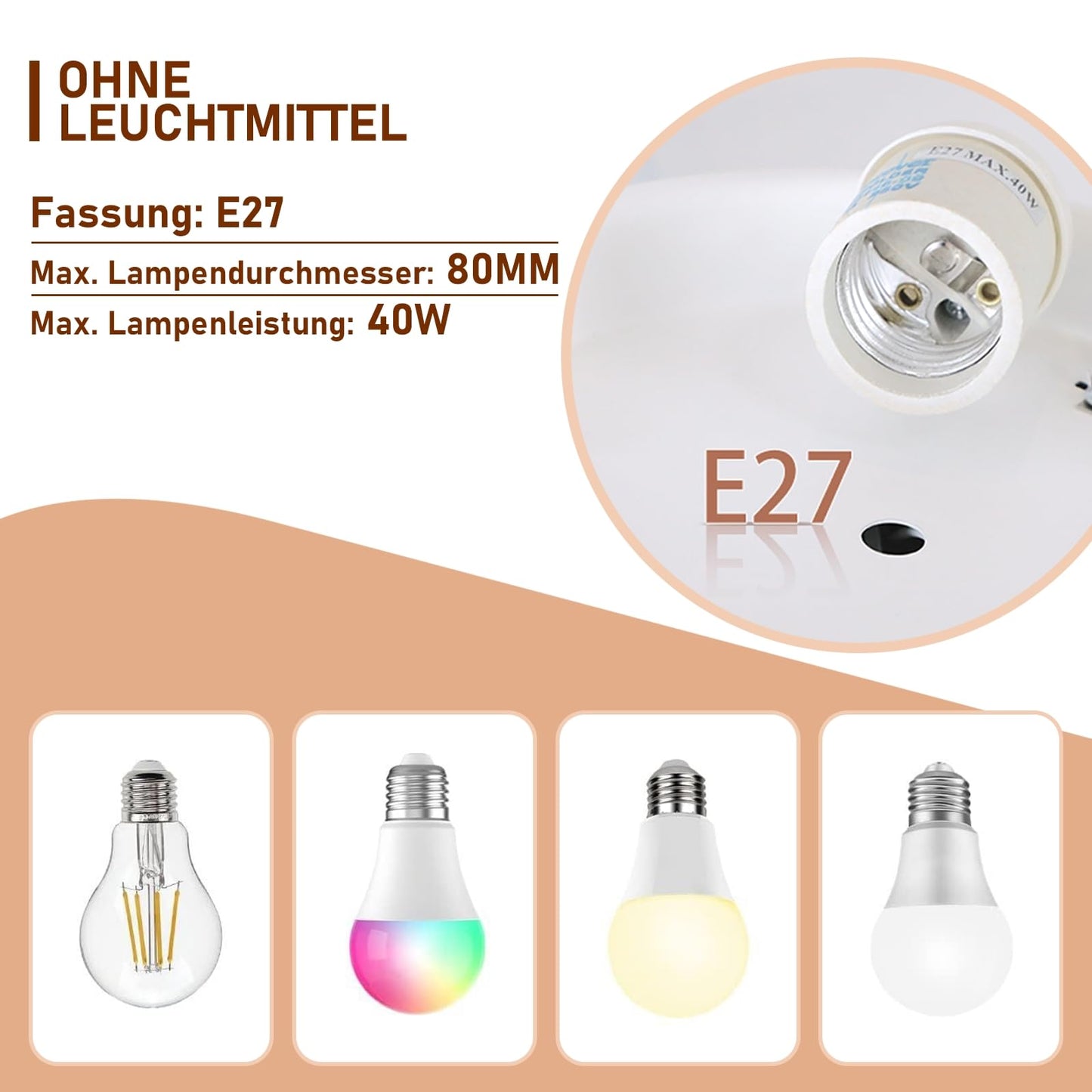 ZMH Deckenventilator Mit Beleuchtung und Fernbedienung Leise - Deckenlampe Wohnzimmer 6 Flügeln Ø75 cm Ventilator Timing Deckenleuchte mit Einzelleuchte Fan Sommer-/Winter Schlafzimmer/Bunt