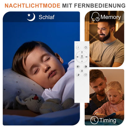 ZMH LED Deckenleuchte Kinderzimmer Dimmbar - Schlafzimmerlampe 48W Schwarz Deckenlampe Wohnzimmer mit Fernbedienung 3000K-6500K Modern für Schlafzimmer Küche Balkon