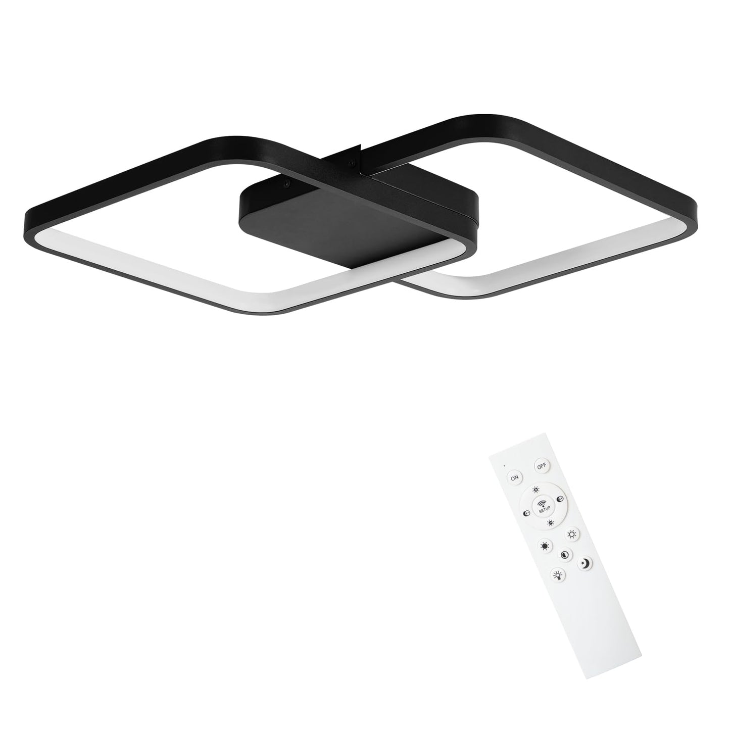 ZMH LED Deckenleuchte Wohnzimmer Deckenlampe - Schwarz Modern Wohnzimmerlampe 55W 43CM Dimmbar mit Fernbedienung Schlafzimmerlampe Metall Design küchenlampe für Schlafzimmer Kinderzimmer