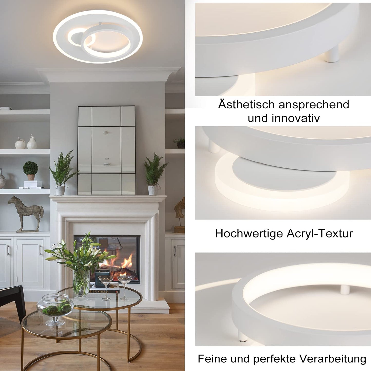 ZMH Deckenlampe Led Deckenleuchte Wohnzimmer - Dimmbar mit Fernbedienung Schlafzimmerlampe Modern Design Wohnzimmerlampe für Schlafzimmer Küche Arbeitszimmer Büro Jugendzimmer