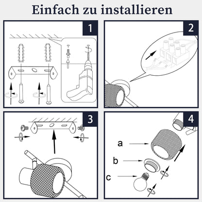 ZMH Deckenleuchte Vintage Deckenstrahler 2 Flammig - Deckenlampe Schwarz Metall LED Drehbar 330°Strahler Innen für Flurlampe Wohnzimmer flur Schlafzimmer Küche E27 Max.25W Ohne Leuchtmittel