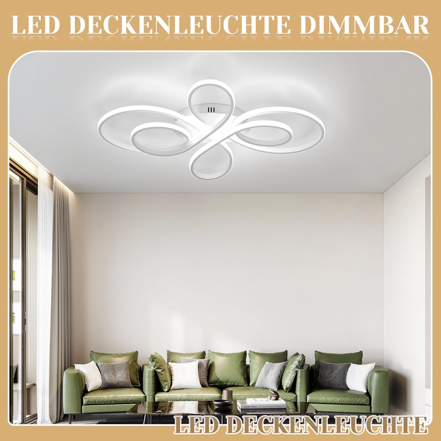 ZMH Deckenlampe LED Deckenleuchte Dimmbar - Wohnzimmerlampe Groß 100cm Wohnzimmer 90W Modern Weiß Schlafzimmerlampe Schlafzimmer mit Fernbedienung Design Deckenbeleuchtung für Esszimmer Büro Küche