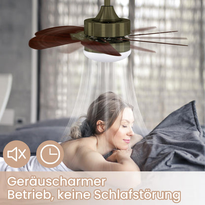 ZMH Deckenventilator Mit Beleuchtung und Fernbedienung Leise - Deckenlampe Ø75 cm 6 Flügeln Ventilator mit Einzelleuchte Deckenleuchte Fan Sommer-Winter für Schlafzimmer Wohnzimmer Balkon