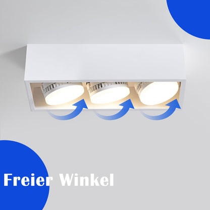 ZMH Deckenleuchte Aufputz LED Deckenspots - Weiß Deckenstrahler Modern Aufbaustrahler mit 3 Flammig Schwenkbar Aufbauspot Eckig Warmweiß 3x5W GX53 für Küche Wohnzimmer Esszimmer Schlafzimmer Flur