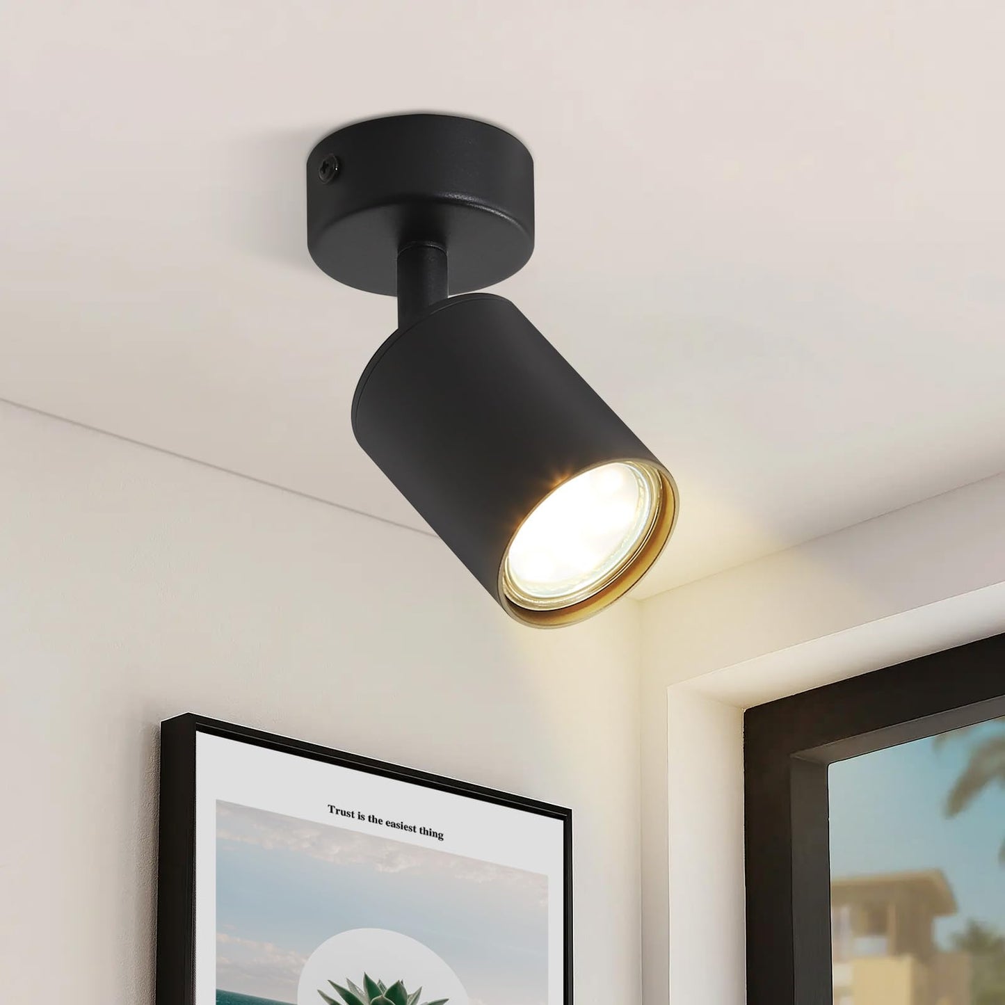 ZMH LED Deckenleuchte Schwarz Deckenstrahler: GU10 Deckenlampe Spots 1 Flammig 330°Schwenkbar Deckenspots Modern Flurlampe Industrial Wandstrahler für Wohnzimmer Schlafzimmer Küche Ohne Leuchtmittel