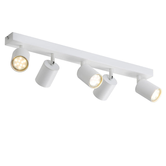 ZMH LED Deckenleuchte Weiß Deckenstrahler: GU10 Deckenlampe Spots 5 Flammig 330°Schwenkbar Deckenspots Modern Flurlampe Industrial Wandstrahler für Wohnzimmer Schlafzimmer Küche Ohne Leuchtmittel