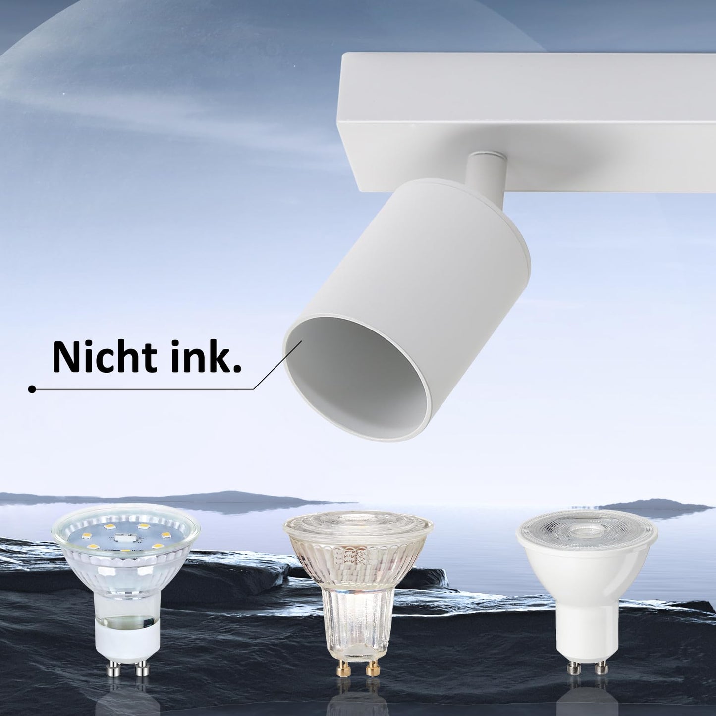 ZMH LED Deckenleuchte Weiß Deckenstrahler: GU10 Deckenlampe Spots 6 Flammig 330°Schwenkbar Deckenspots Modern Flurlampe Industrial Wandstrahler für Wohnzimmer Schlafzimmer Küche Ohne Leuchtmittel