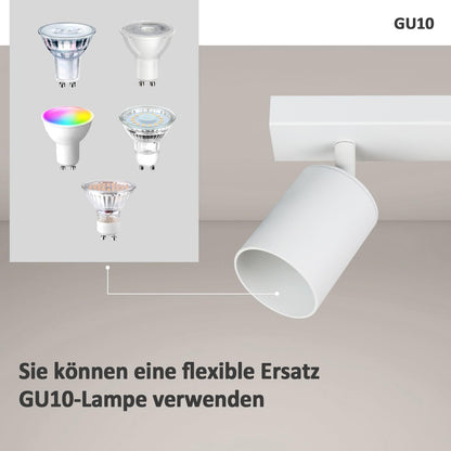 ZMH Deckenleuchte 3 Flammig Deckenlampe Weiss - Deckenstrahler GU10 Modern Deckenspot Küchelampe Schwenkbar 350° MAX.25W lampe für Wohnzimmer Schlafzimmer Küche Flur (ohne Leuchtmittel)