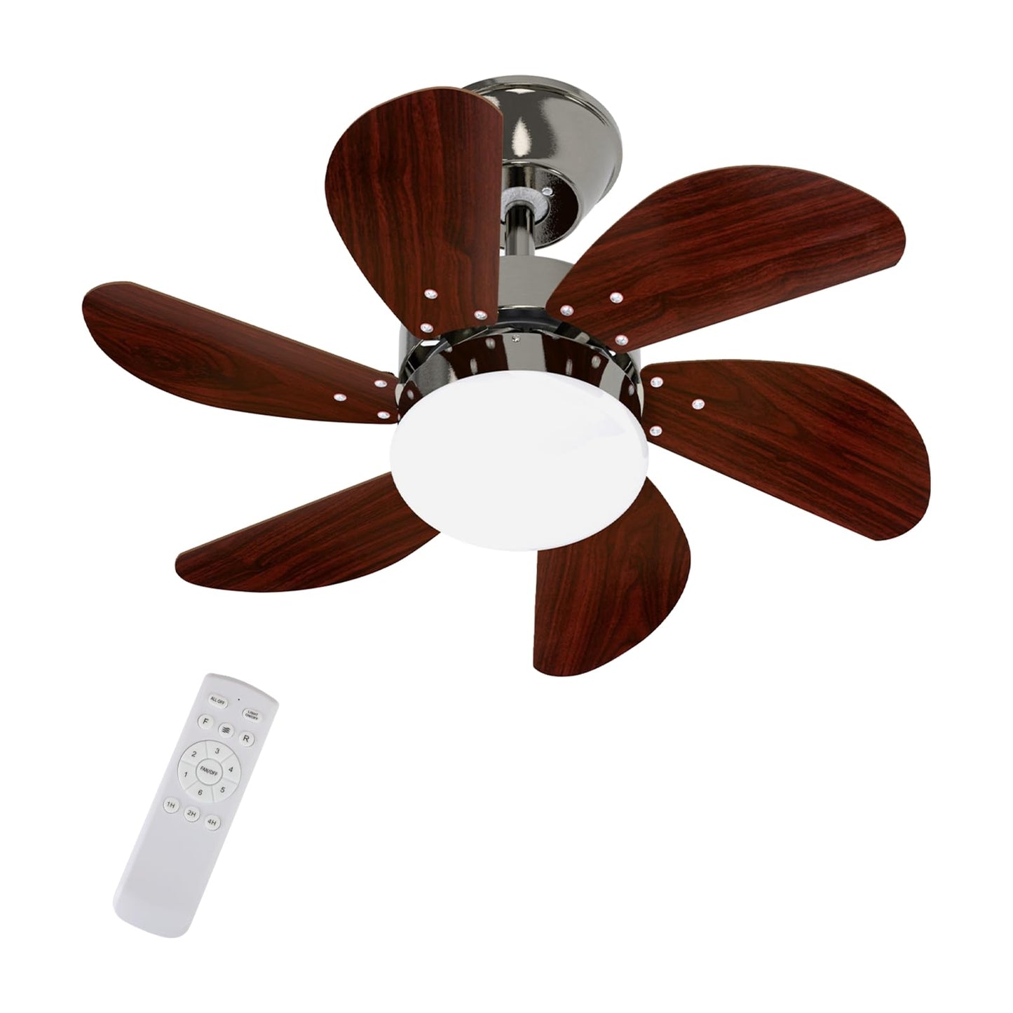 ZMH Deckenventilator Mit Beleuchtung und Fernbedienung Leise - Deckenlampe Wohnzimmer 6 Flügeln Ø75 cm Ventilator Timing Deckenleuchte Fan Sommer-/Winter für Schlafzimmer Esszimmer/Chrom