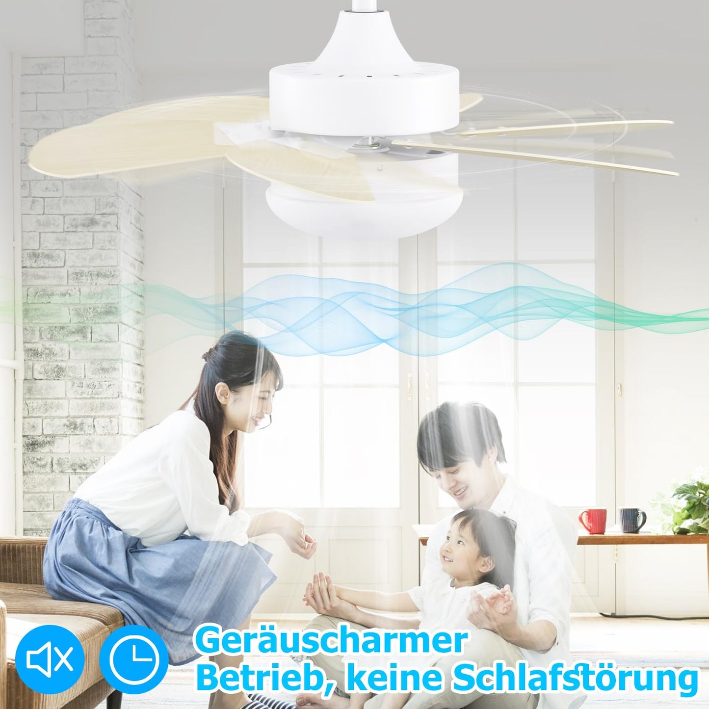 ZMH Deckenventilator Mit Beleuchtung und Fernbedienung Leise - Deckenlampe 6 Flügeln Ø75 cm Ventilator Timing Deckenleuchte Einzelleuchte Fan Sommer-/Winter Schlafzimmer Esszimmer/Holzfarbe