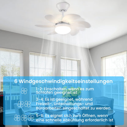 ZMH Deckenventilator Mit Beleuchtung und Fernbedienung Leise - Deckenlampe Wohnzimmer 6 Flügeln Ø75 cm Ventilator Timing Deckenleuchte Fan Sommer-/Winter für Schlafzimmer Küche - Ohne Glühbirne